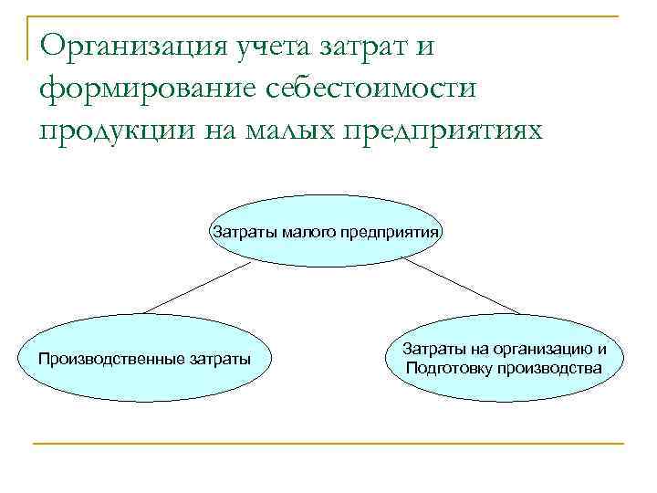 Организация учета затрат и формирование себестоимости продукции на малых предприятиях Затраты малого предприятия Производственные