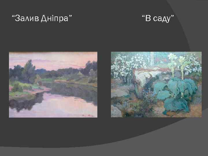 “Залив Дніпра” “В саду” 