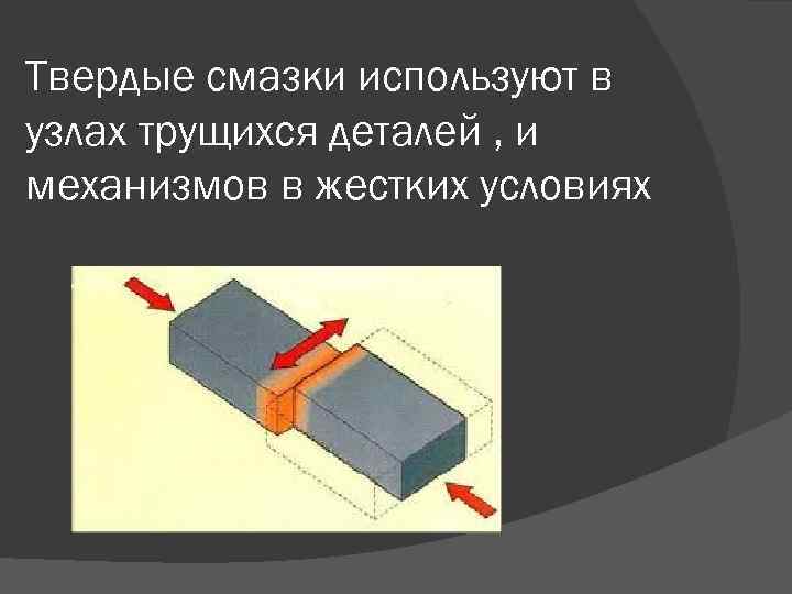 Твердые смазки используют в узлах трущихся деталей , и механизмов в жестких условиях 