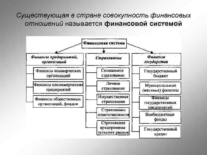 Существующая в стране совокупность финансовых отношений называется финансовой системой 