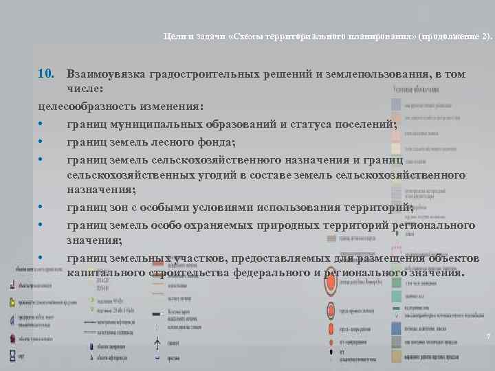 Цели и задачи «Схемы территориального планирования» (продолжение 2). 10. Взаимоувязка градостроительных решений и землепользования,