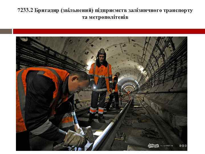7233. 2 Бригадир (звільнений) підприємств залізничного транспорту та метрополітенів 