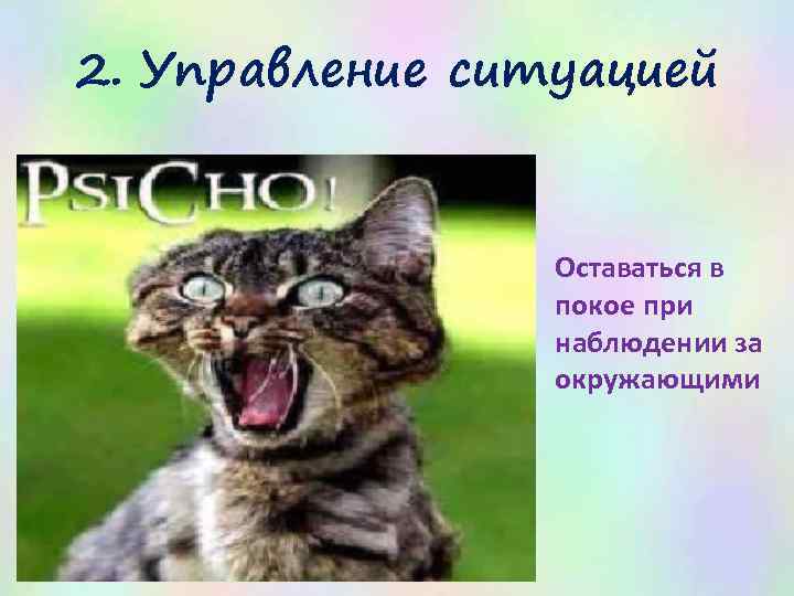 2. Управление ситуацией Оставаться в покое при наблюдении за окружающими 