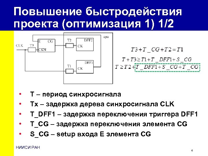 Повышение быстродействия проекта (оптимизация 1) 1/2 • • • T – период синхросигнала Tx