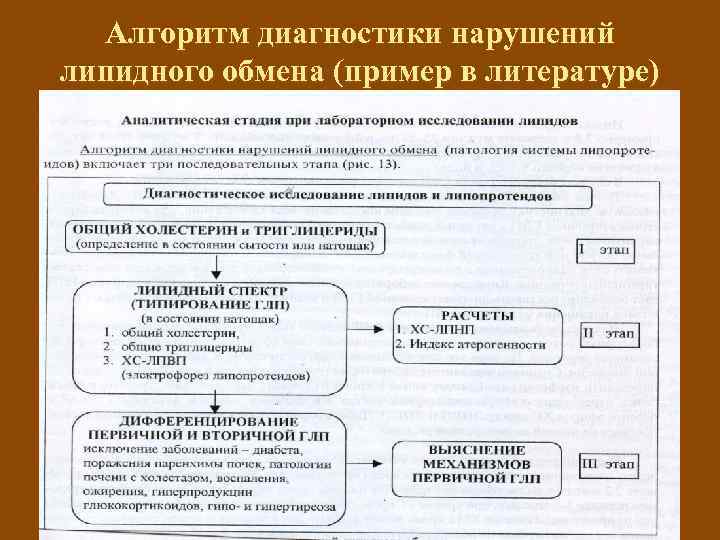 Алгоритм диагностики нарушений липидного обмена (пример в литературе) 