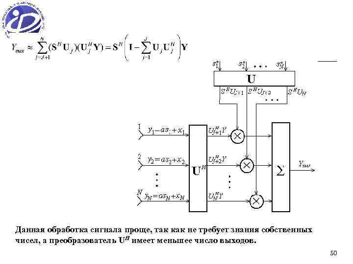 Данная обработка сигнала проще, так как не требует знания собственных чисел, а преобразователь UH