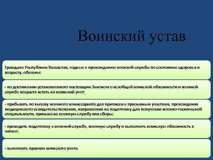 Воинский устав Граждане Республики Казахстан, годные к прохождению военной службы по состоянию здоровья и