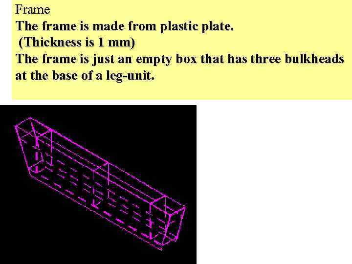 Frame The frame is made from plastic plate. (Thickness is 1 mm) The frame