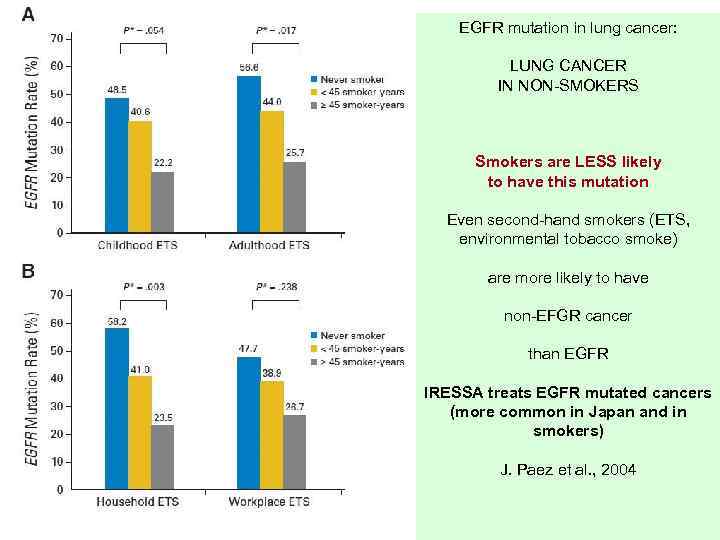 EGFR mutation in lung cancer: LUNG CANCER IN NON-SMOKERS Smokers are LESS likely to