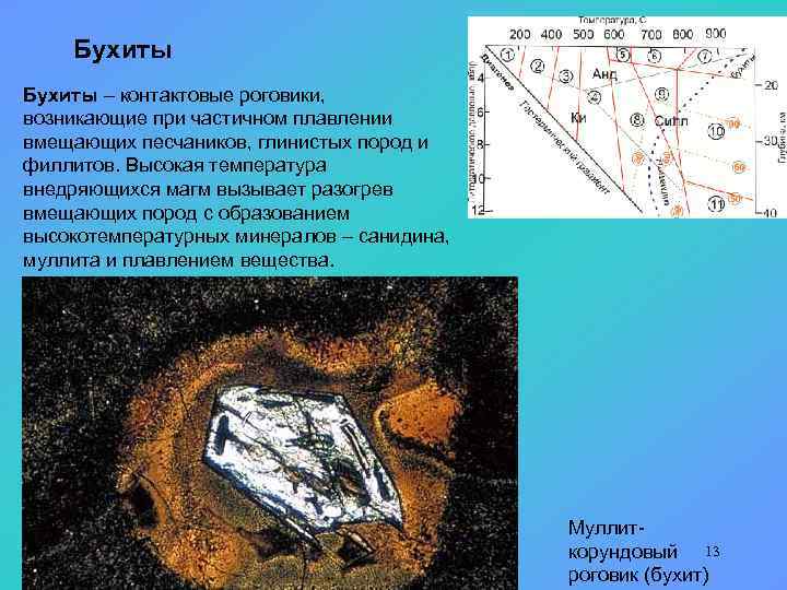 Бухиты – контактовые роговики, возникающие при частичном плавлении вмещающих песчаников, глинистых пород и филлитов.
