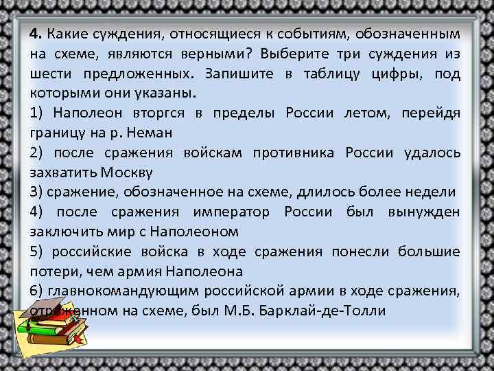 4. Какие суждения, относящиеся к событиям, обозначенным на схеме, являются верными? Выберите три суждения