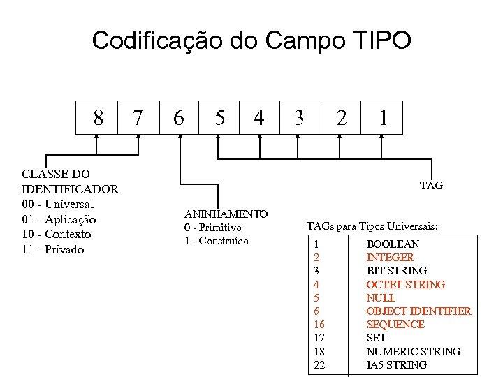 Codificação do Campo TIPO 8 CLASSE DO IDENTIFICADOR 00 - Universal 01 - Aplicação