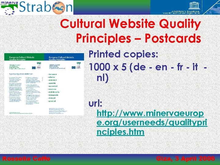 Cultural Website Quality Principles – Postcards Printed copies: 1000 x 5 (de - en