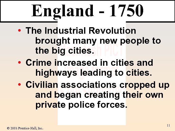 England - 1750 • The Industrial Revolution brought many new people to the big