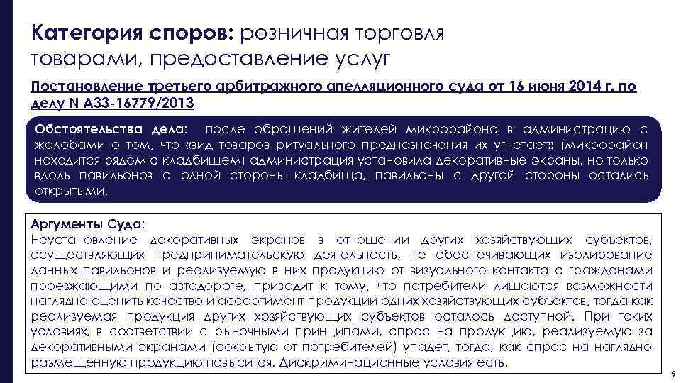 Категория споров: розничная торговля товарами, предоставление услуг Постановление третьего арбитражного апелляционного суда от 16