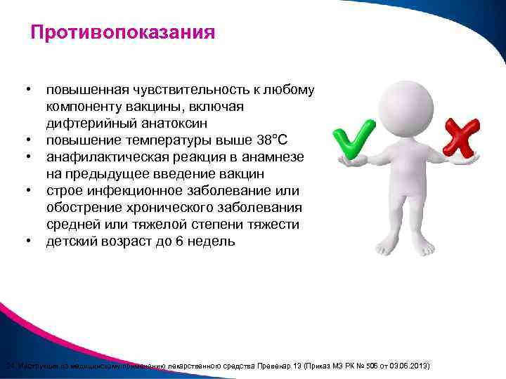 Противопоказания • • • повышенная чувствительность к любому компоненту вакцины, включая дифтерийный анатоксин повышение