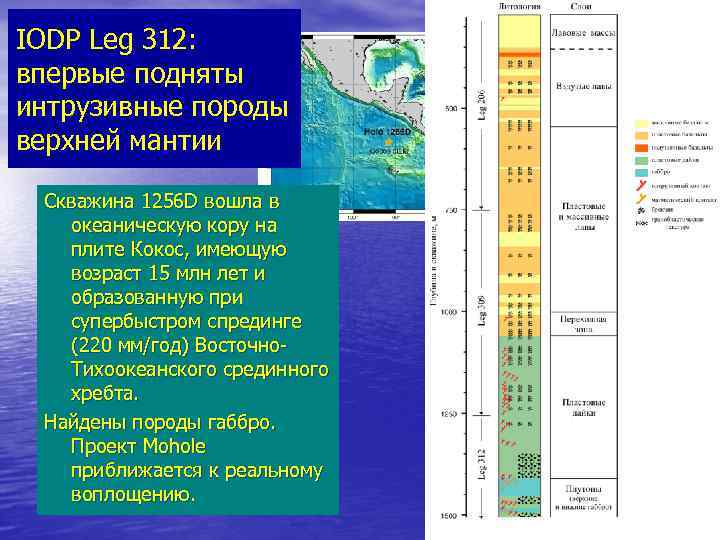 IODP Leg 312: впервые подняты интрузивные породы верхней мантии Скважина 1256 D вошла в