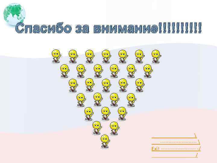 Спасибо за внимание!!!!!  -----------  Exit ----------- -/ / 