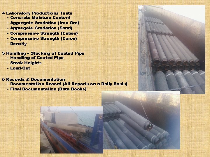 4 Laboratory Productions Tests - Concrete Moisture Content - Aggregate Gradation (Iron Ore) -