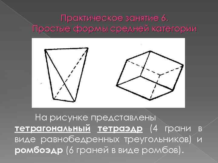 Практическое занятие 6. Простые формы средней категории На рисунке представлены тетрагональный тетраэдр (4 грани