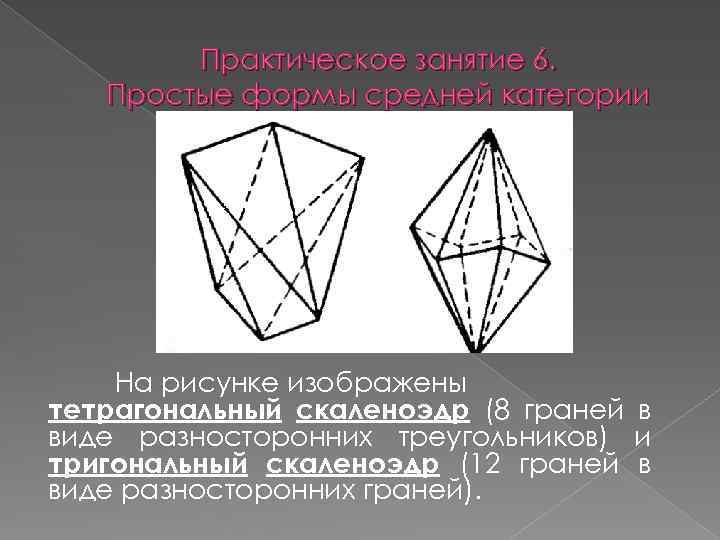 Практическое занятие 6. Простые формы средней категории На рисунке изображены тетрагональный скаленоэдр (8 граней