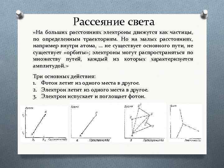 Рассеяние света «На больших расстояниях электроны движутся как частицы, по определенным траекториям. Но на