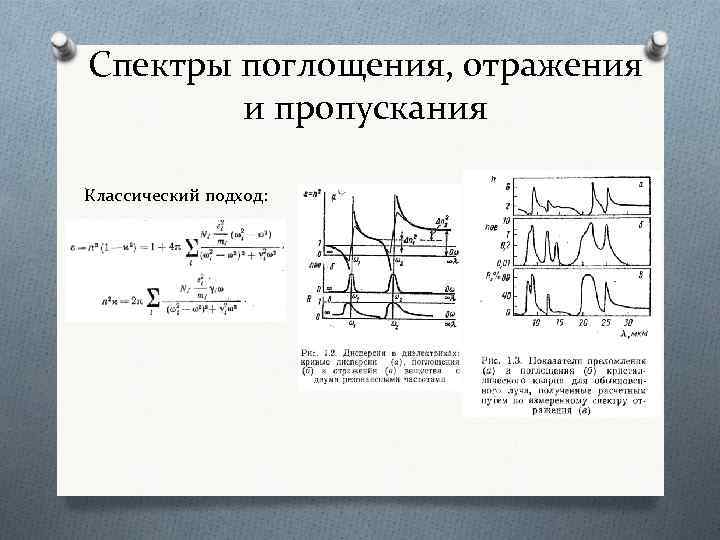 Спектры поглощения, отражения и пропускания Классический подход: 