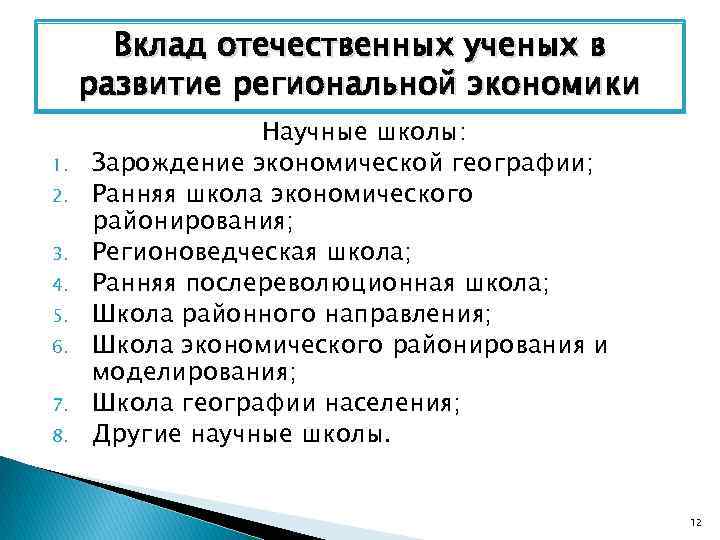 Вклад отечественных ученых в развитие региональной экономики 1. 2. 3. 4. 5. 6. 7.