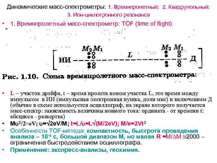 Циклотронная частота. Схема квадрупольного масс-спектрометра. Квадрупольный-времяпролетный масс-спектрометр. Динамические масс-спектрометры.