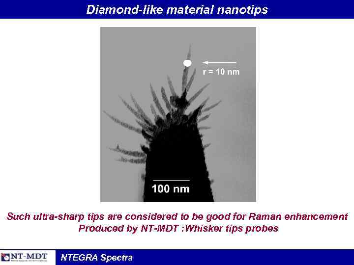 Diamond-like material nanotips Such ultra-sharp tips are considered to be good for Raman enhancement