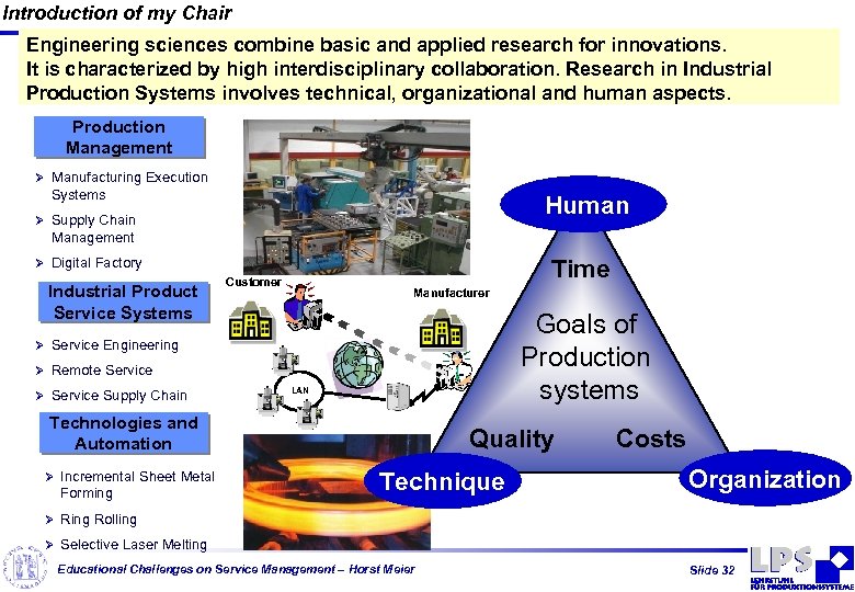 Introduction of my Chair Engineering sciences combine basic and applied research for innovations. It