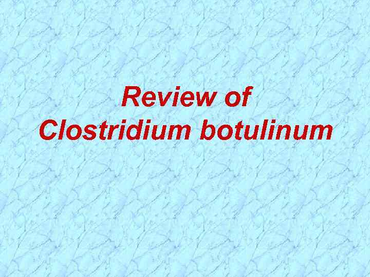 Review of Clostridium botulinum 