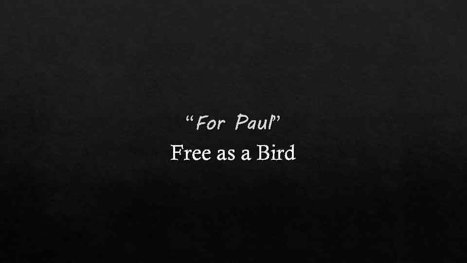 “For Paul” Free as a Bird 