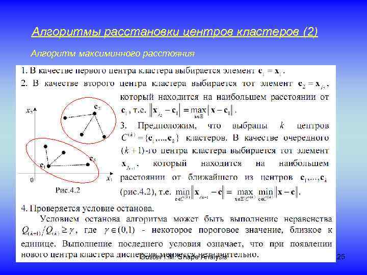 Алгоритмы расстановки центров кластеров (2) Алгоритм максиминного расстояния Gostev I. M. Shape Analysis 25