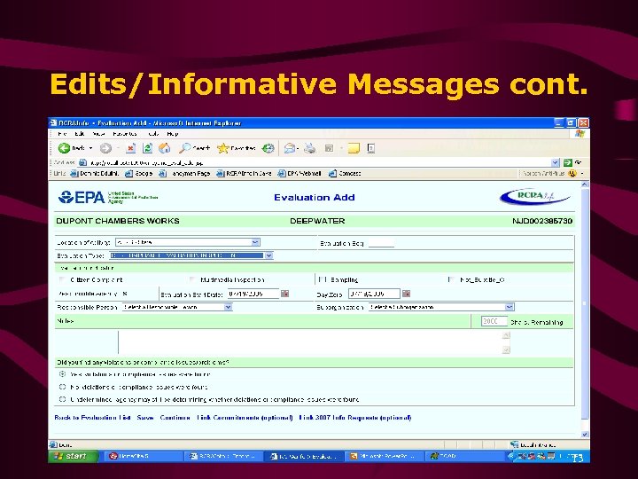 Edits/Informative Messages cont. 13 