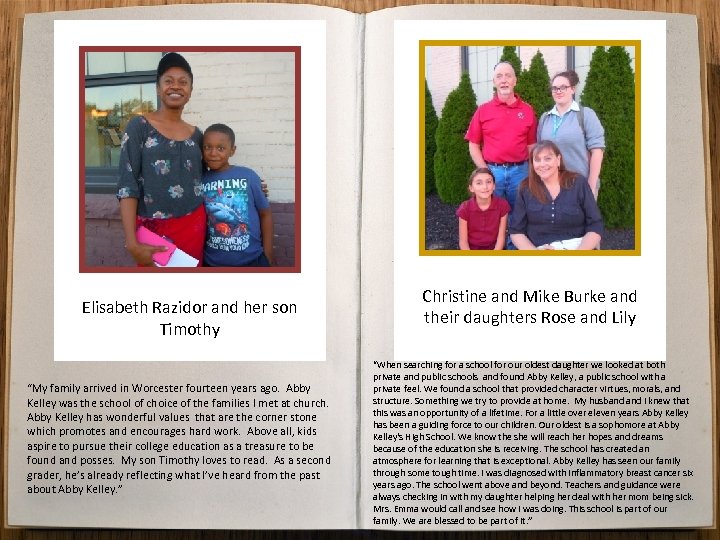 Elisabeth Razidor and her son Timothy “My family arrived in Worcester fourteen years ago.