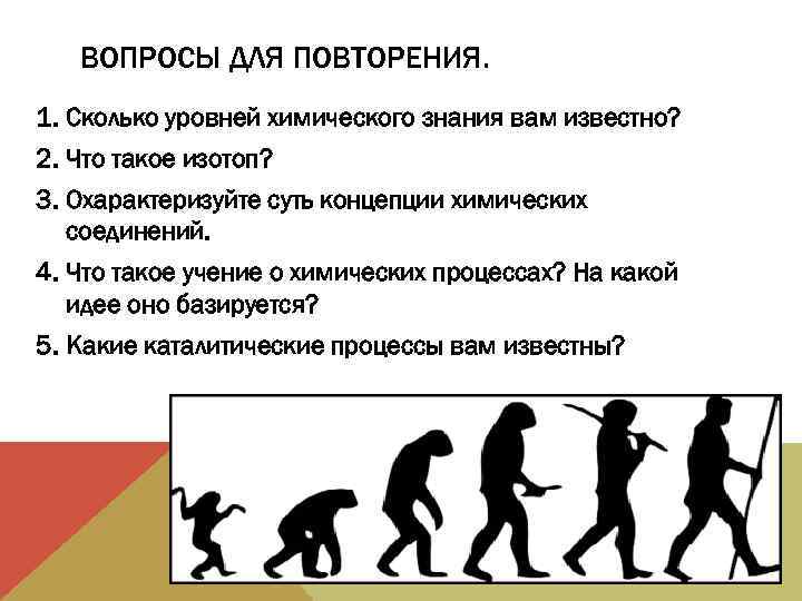 ВОПРОСЫ ДЛЯ ПОВТОРЕНИЯ. 1. Сколько уровней химического знания вам известно? 2. Что такое изотоп?