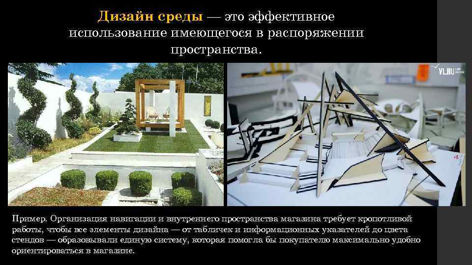 Дизайн среды — это эффективное использование имеющегося в распоряжении пространства. Пример. Организация навигации и