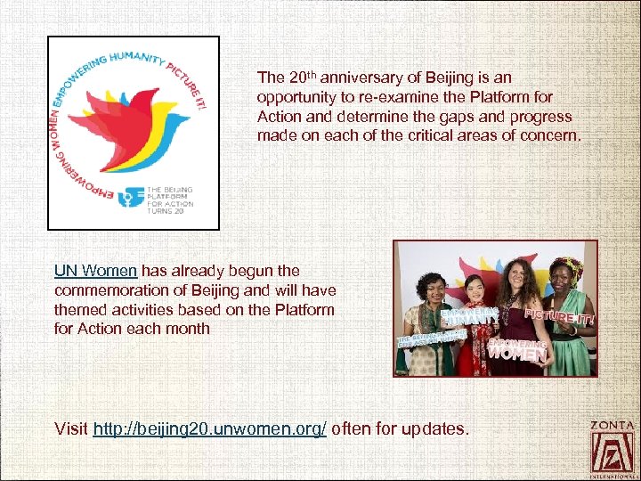 The 20 th anniversary of Beijing is an opportunity to re-examine the Platform for