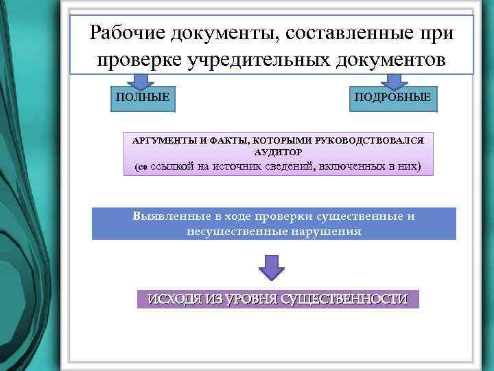 Рабочие документы, составленные при проверке учредительных документов ПОЛНЫЕ ПОДРОБНЫЕ АРГУМЕНТЫ И ФАКТЫ, КОТОРЫМИ РУКОВОДСТВОВАЛСЯ