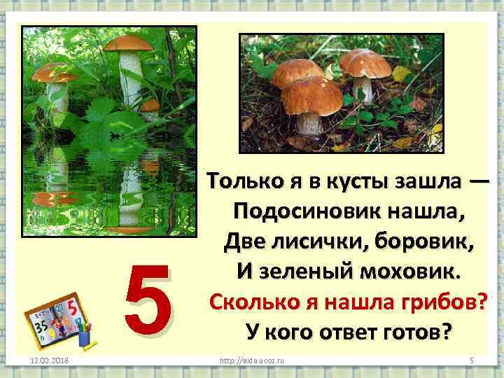 12. 02. 2018 5 Только я в кусты зашла — Подосиновик нашла, Две лисички,