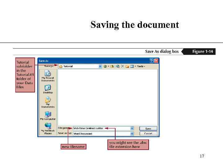 Saving the document XP 17 