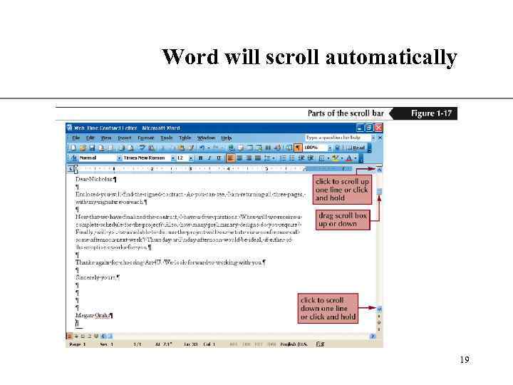Word will scroll automatically XP 19 