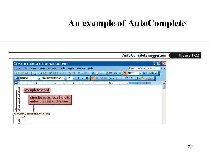 An example of Auto. Complete XP 23 