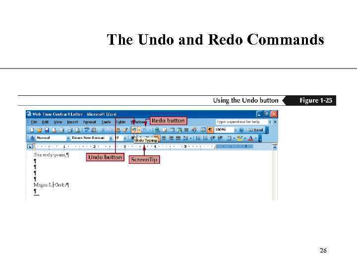 The Undo and Redo Commands XP 26 