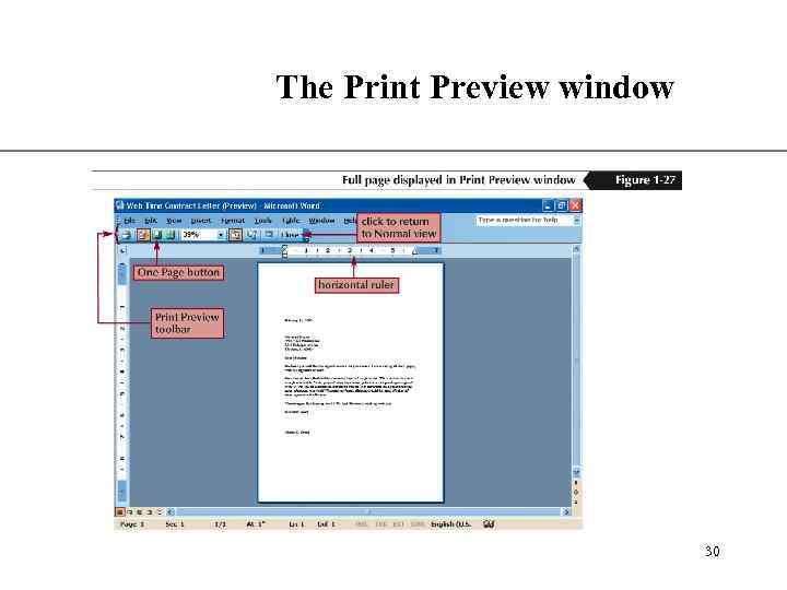 The Print Preview window XP 30 