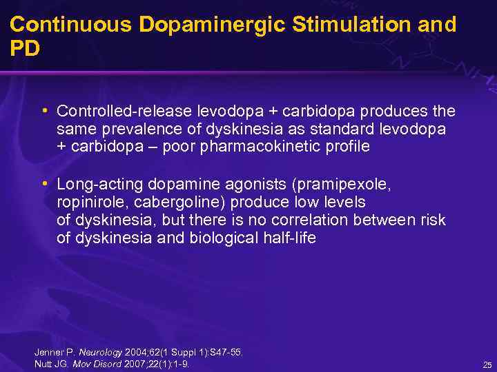 Continuous Dopaminergic Stimulation and PD • Controlled-release levodopa + carbidopa produces the same prevalence