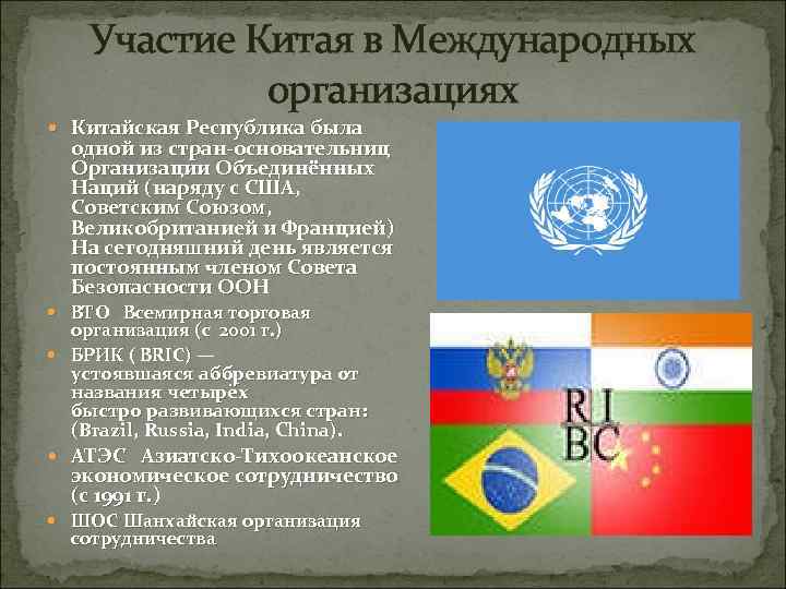 Какие международные союзы. Китай в международных организациях. КНР И международные организации. Членство Китая в международных организациях. Участие Китая в международных экономических организациях.