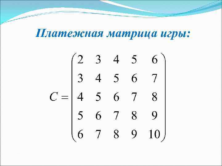 Платежная матрица игры: 