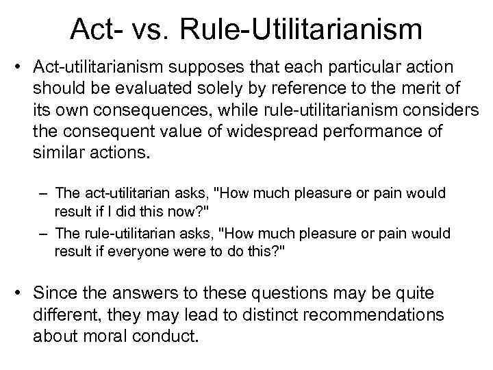 act vs rule utilitarianism sep